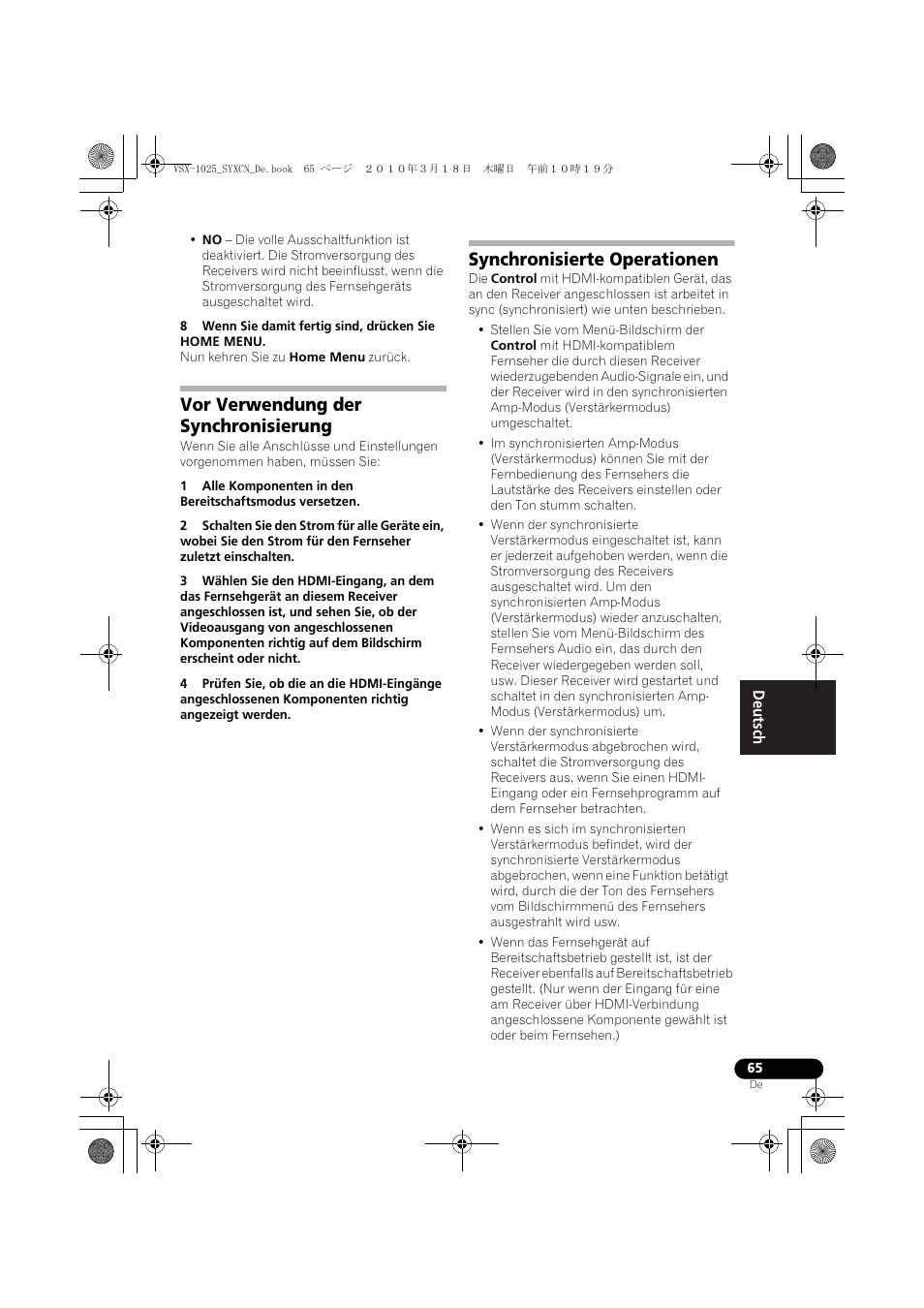 Vor verwendung der synchronisierung, Synchronisierte operationen | Pioneer VSX-1020-K User Manual | Page 197 / 532