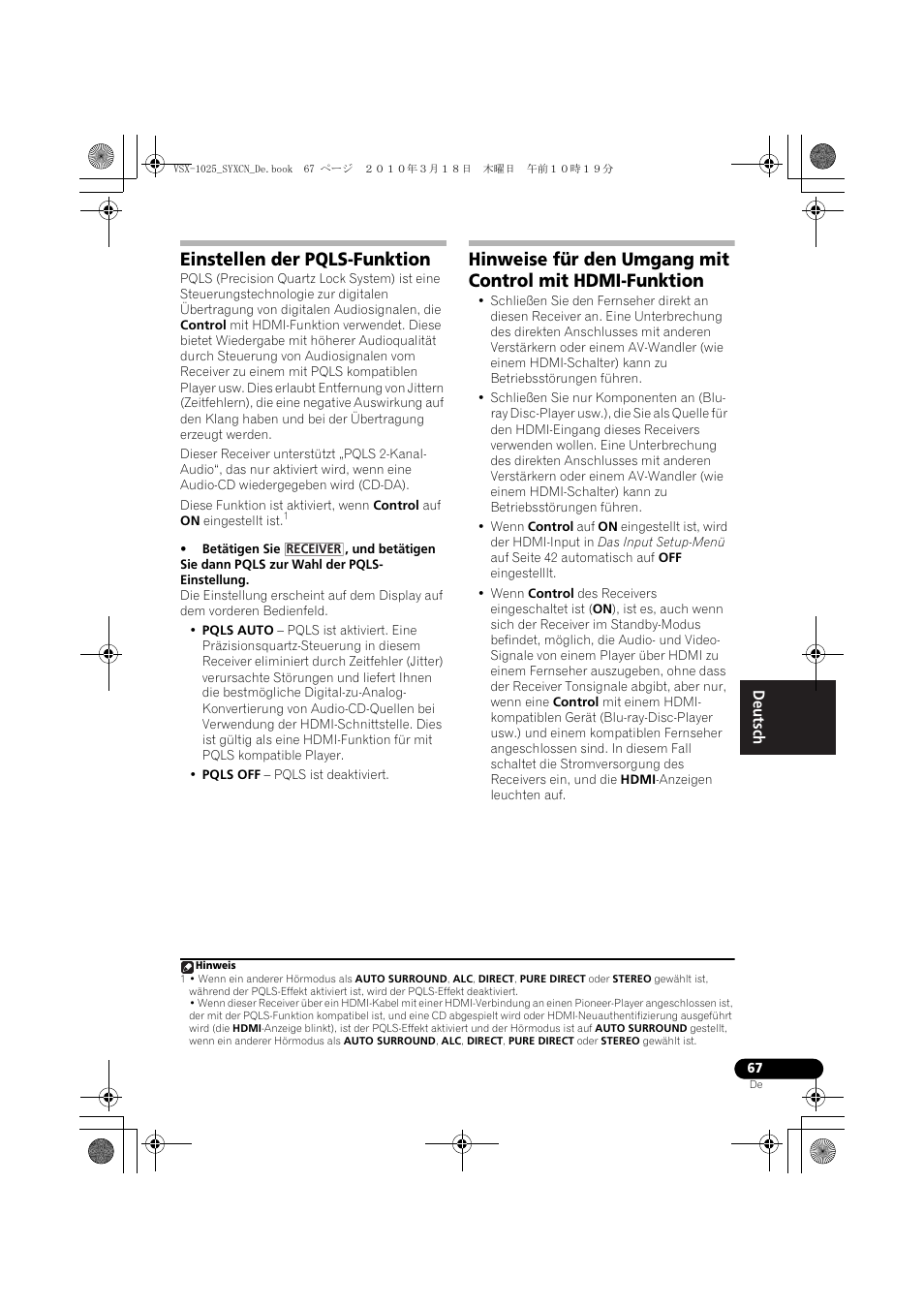 Einstellen der pqls-funktion | Pioneer VSX-1020-K User Manual | Page 199 / 532