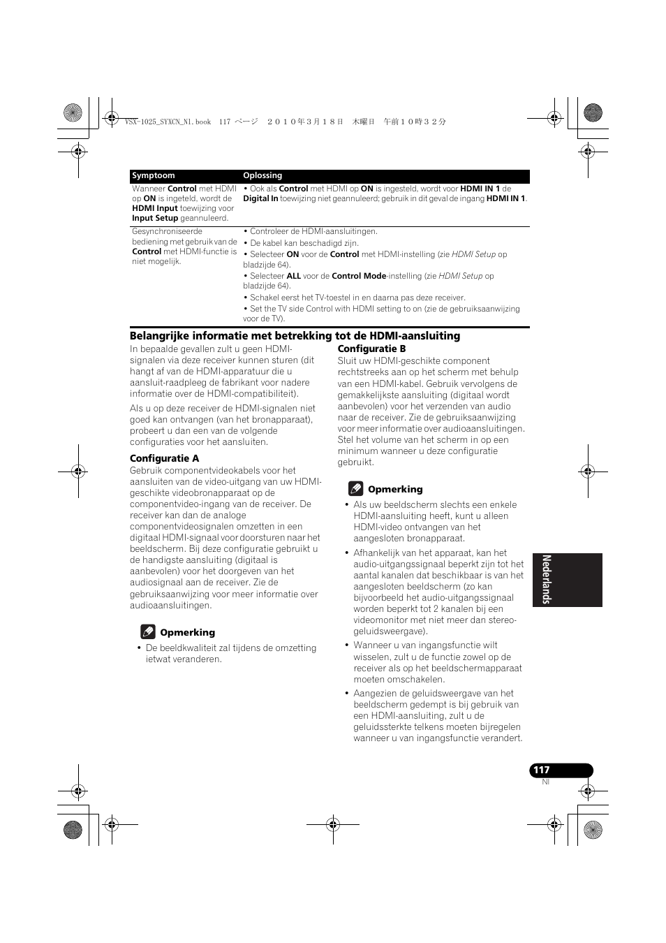 Configuratie a, Opmerking, Configuratie b | Pioneer VSX-1020-K User Manual | Page 381 / 532