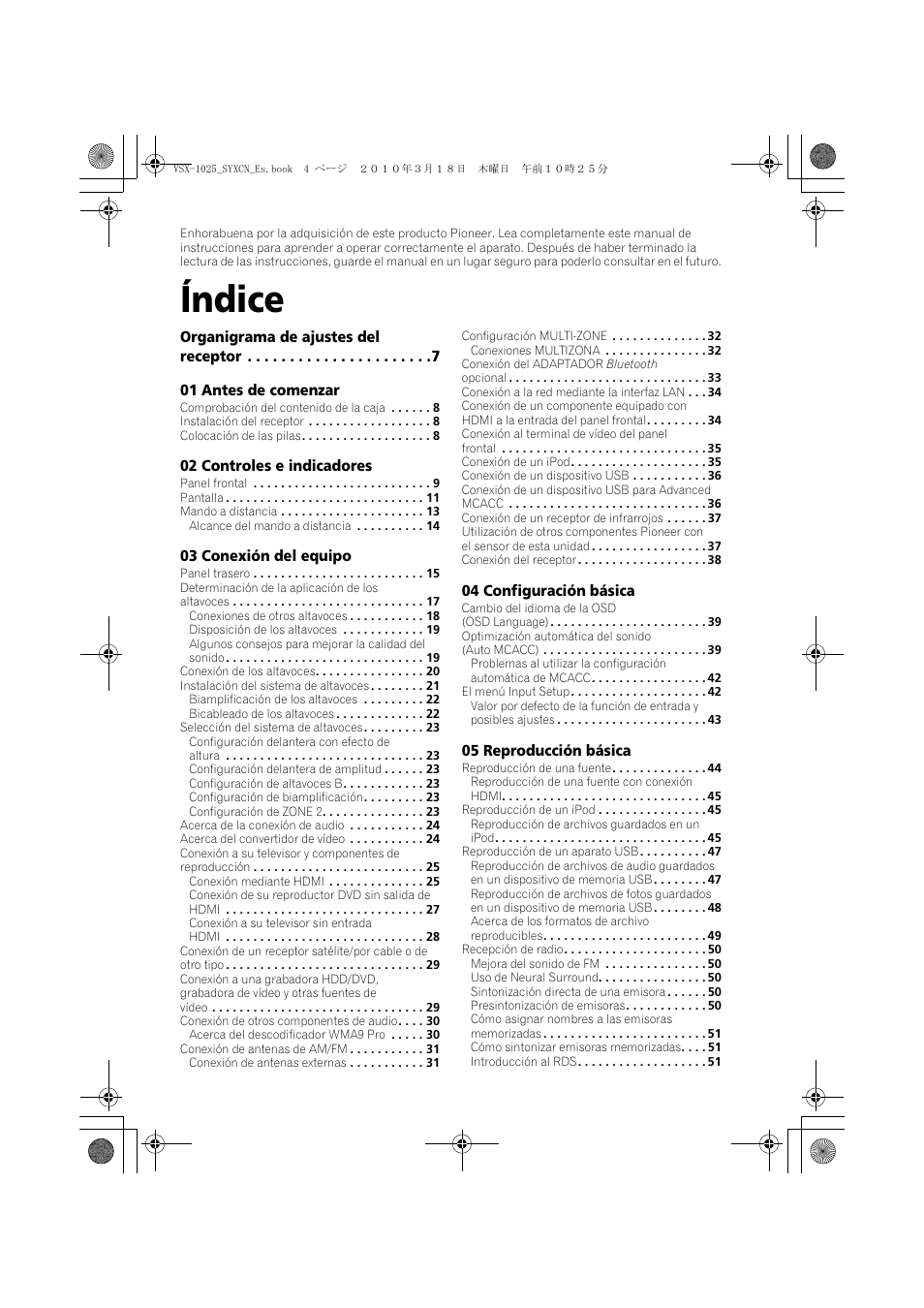 Índice, Receptor audio-vídeo multicanal, Ual de instrucciones | Pioneer VSX-1020-K User Manual | Page 400 / 532
