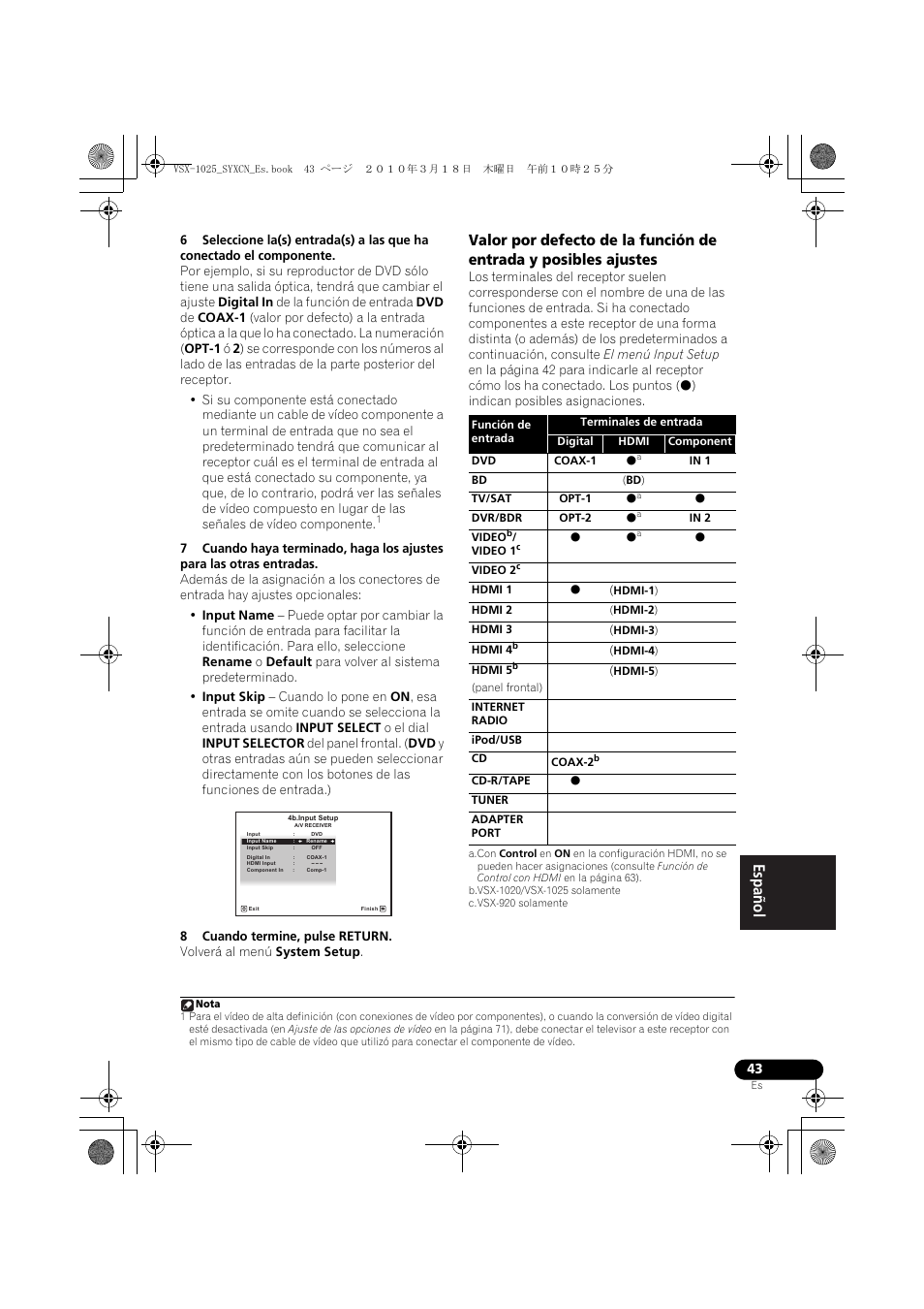 8 cuando termine, pulse return, Coax-1, In 1 | Opt-1, Opt-2, In 2, Hdmi-1), Hdmi-2), Hdmi-3), Hdmi-4) | Pioneer VSX-1020-K User Manual | Page 439 / 532