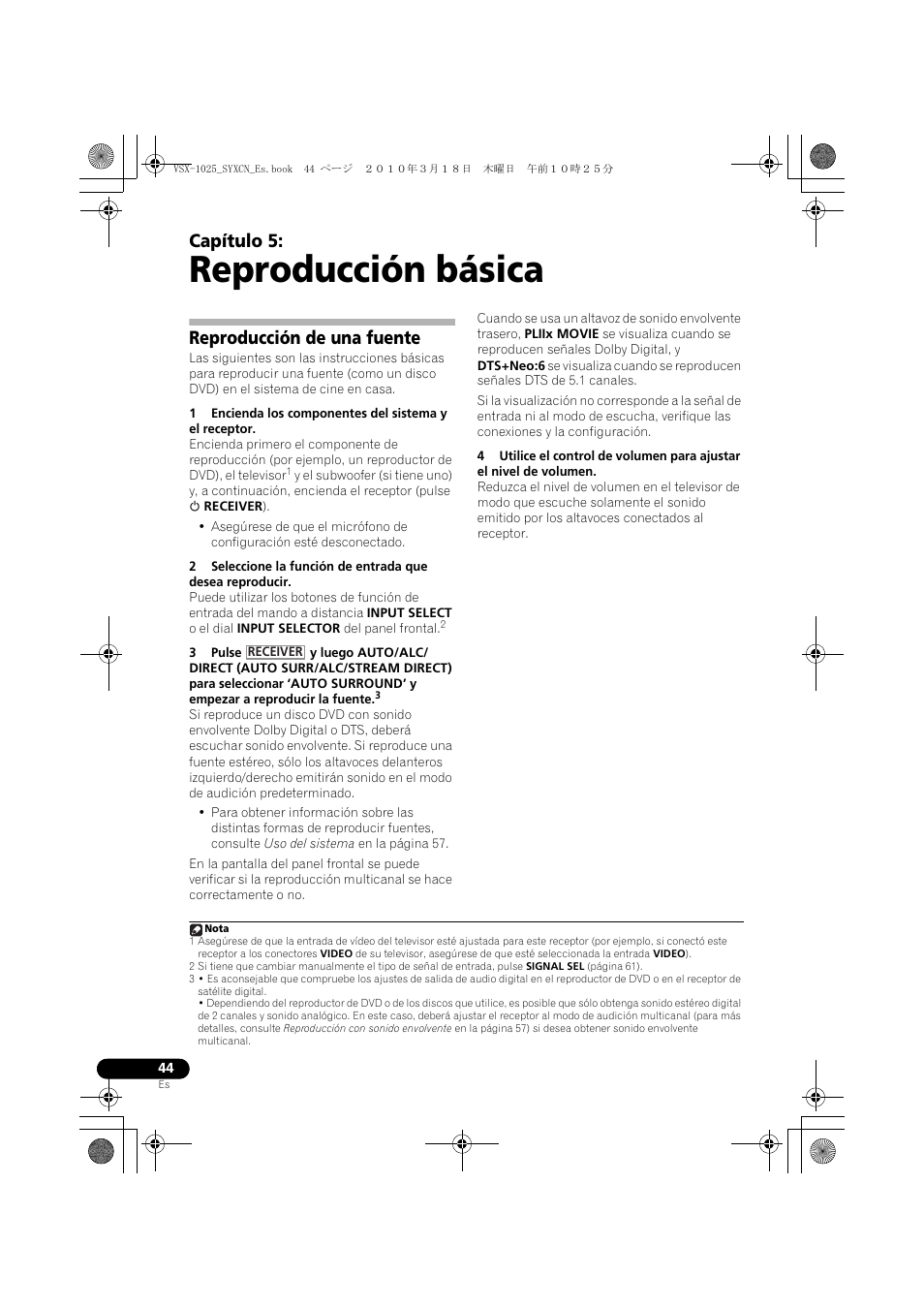 Reproducción básica, Reproducción de una fuente, 05 reproducción básica | Capítulo 5 | Pioneer VSX-1020-K User Manual | Page 440 / 532