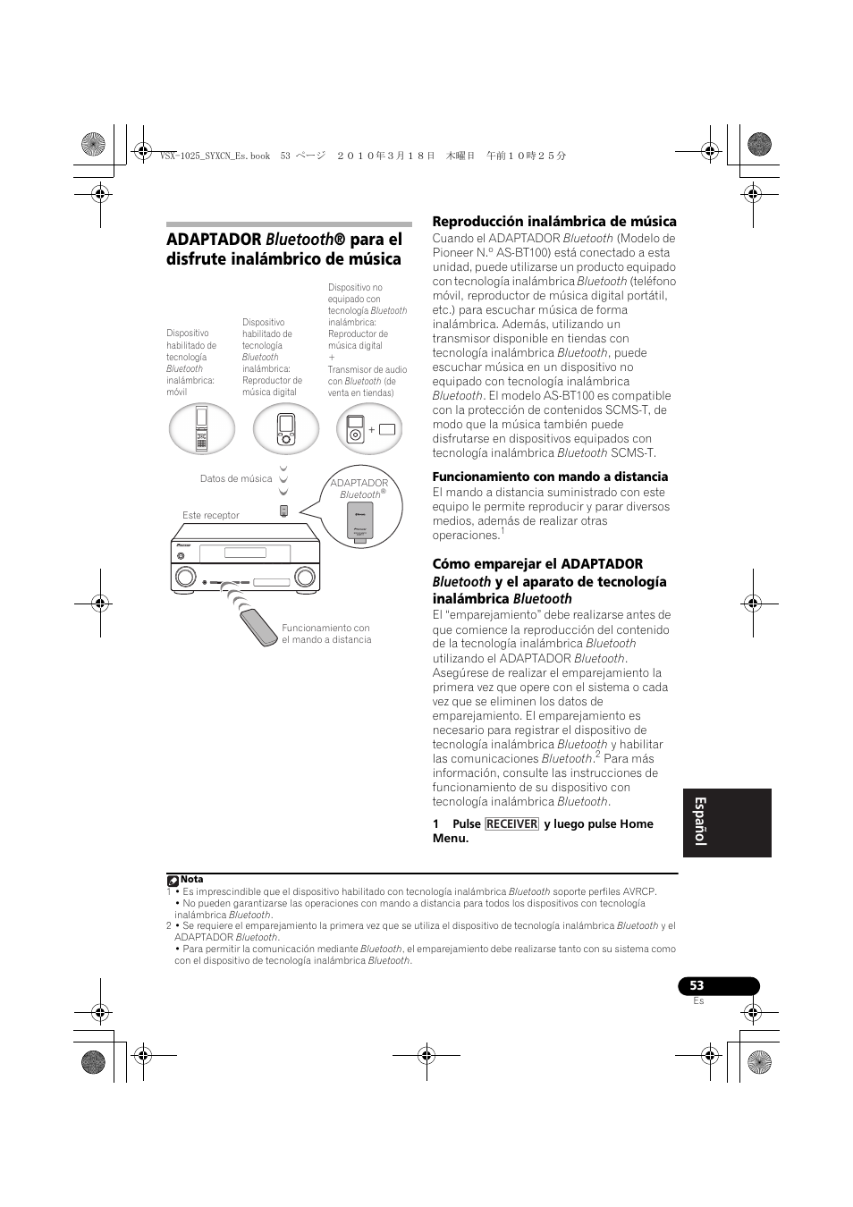 Reproducción inalámbrica de música, Funcionamiento con mando a distancia, 1 pulse y luego pulse home menu | Pioneer VSX-1020-K User Manual | Page 449 / 532