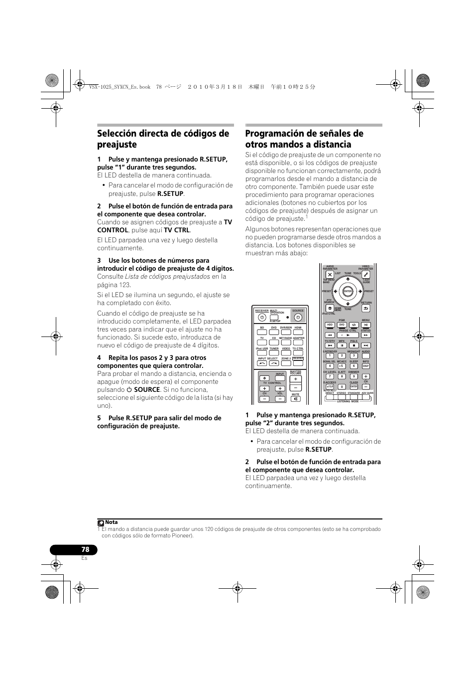 Selección directa de códigos de preajuste | Pioneer VSX-1020-K User Manual | Page 474 / 532