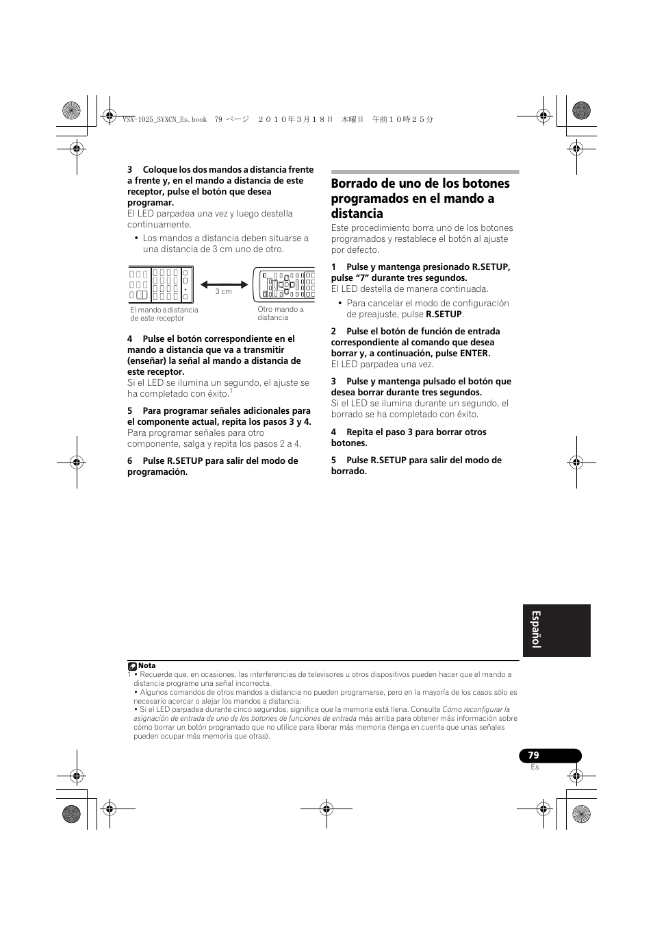 3 cm, 4 repita el paso 3 para borrar otros botones, 5 pulse r.setup para salir del modo de borrado | Pioneer VSX-1020-K User Manual | Page 475 / 532