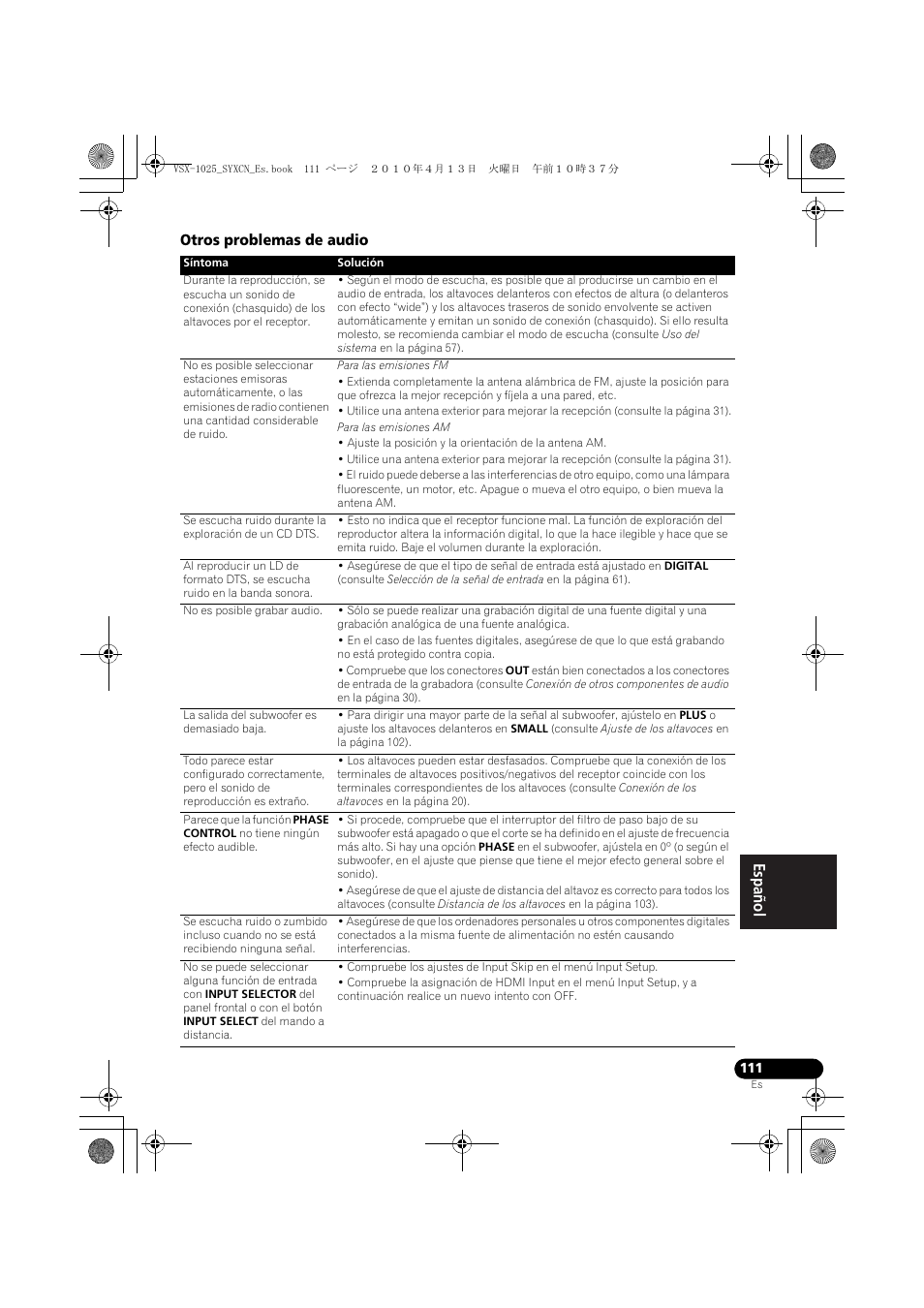 Otros problemas de audio | Pioneer VSX-1020-K User Manual | Page 507 / 532