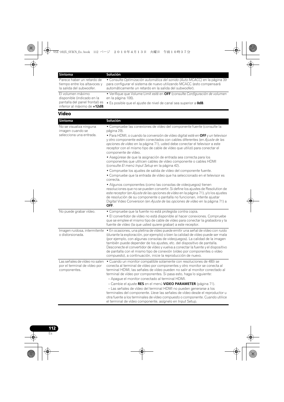 Video | Pioneer VSX-1020-K User Manual | Page 508 / 532