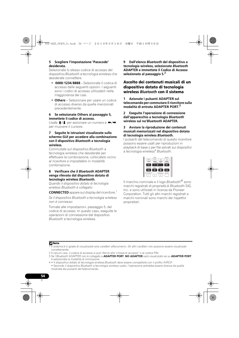 5 scegliere l’impostazione ‘passcode’ desiderata | Pioneer VSX-1020-K User Manual | Page 54 / 532