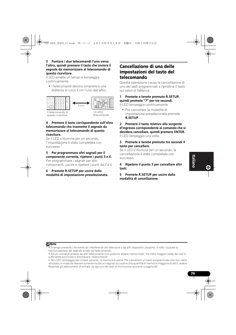 3 cm, 4 ripetere il punto 3 per cancellare altri tasti | Pioneer VSX-1020-K User Manual | Page 79 / 532