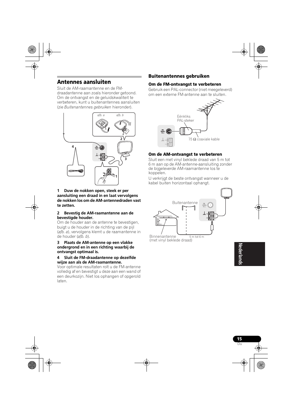 Antennes aansluiten, Buitenantennes gebruiken | Pioneer VSX-519V-K User Manual | Page 107 / 188
