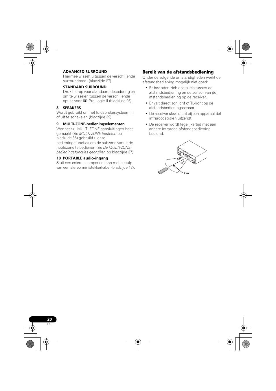 Bereik van de afstandsbediening | Pioneer VSX-519V-K User Manual | Page 112 / 188