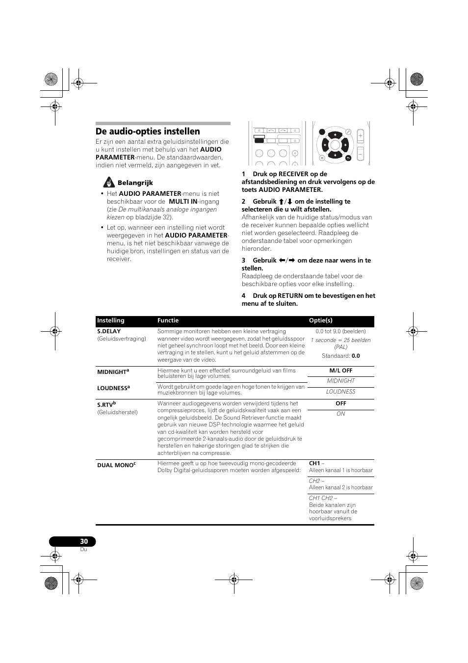 De audio-opties instellen, Bladzijde 30) | Pioneer VSX-519V-K User Manual | Page 122 / 188