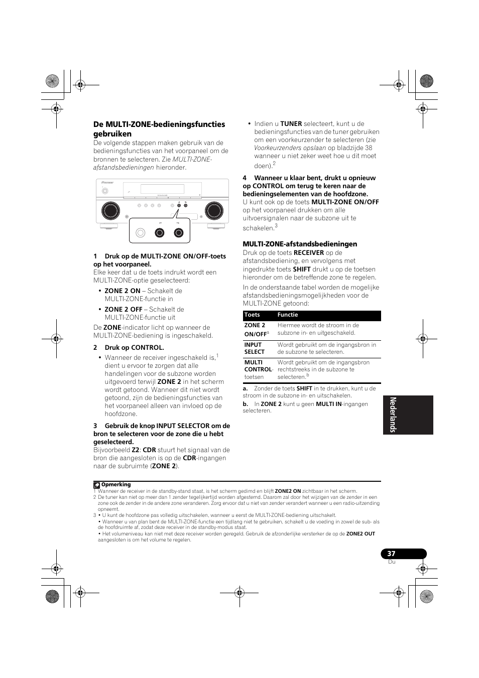 De multi-zone-bedieningsfuncties gebruiken, Bladzijde 37) | Pioneer VSX-519V-K User Manual | Page 129 / 188