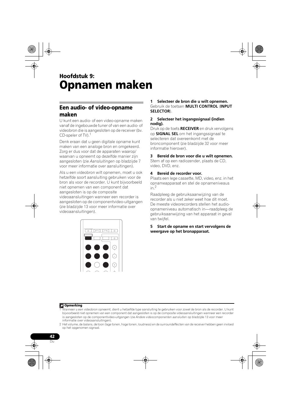 Opnamen maken, Een audio- of video-opname maken, Hoofdstuk 9 | Pioneer VSX-519V-K User Manual | Page 134 / 188