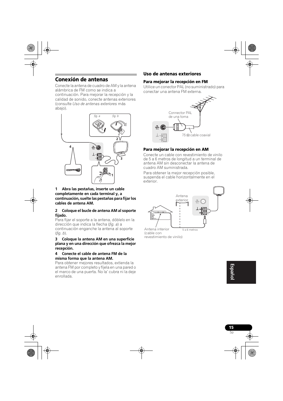 Conexión de antenas, Uso de antenas exteriores | Pioneer VSX-519V-K User Manual | Page 153 / 188