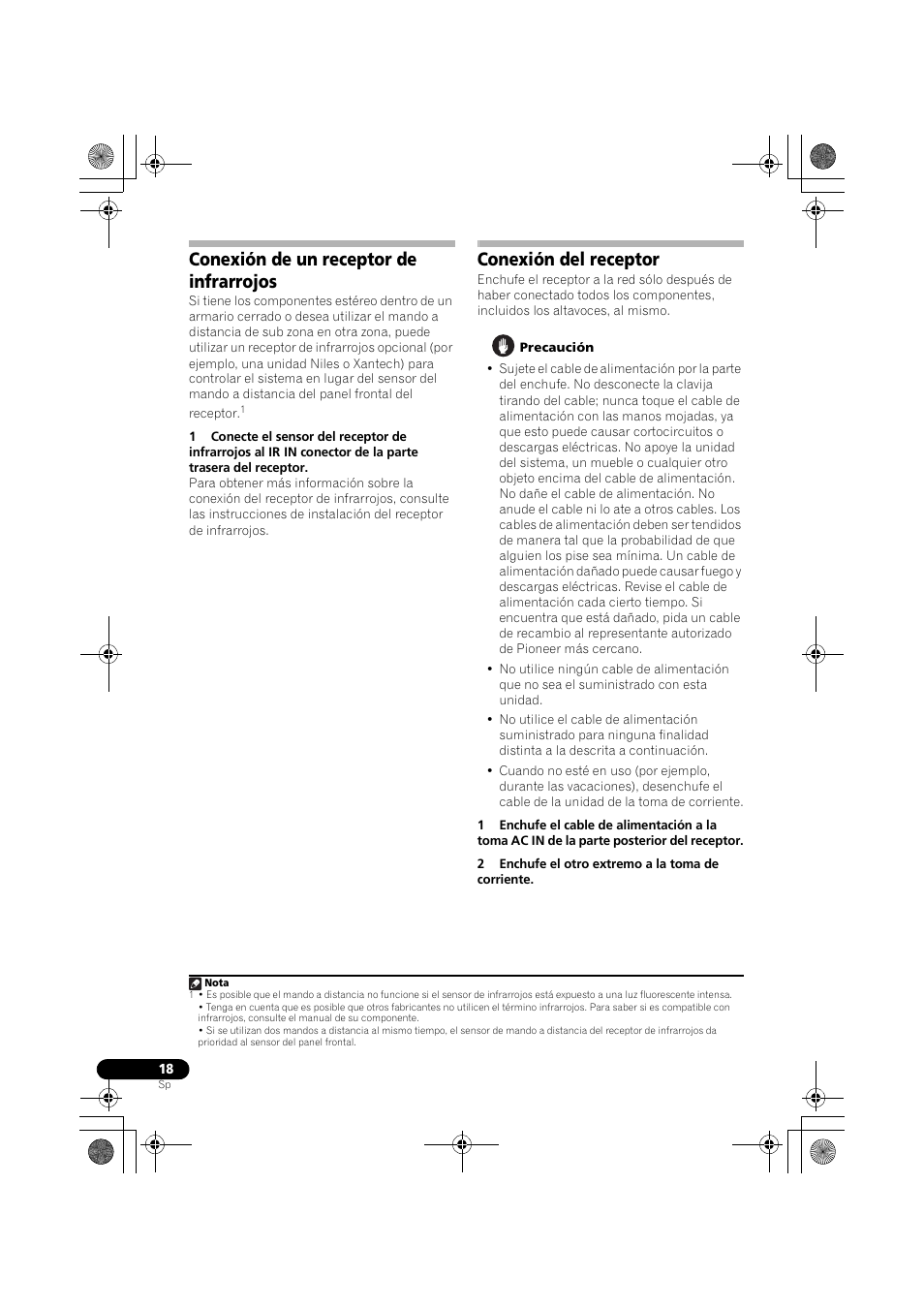 Conexión de un receptor de infrarrojos, Conexión del receptor | Pioneer VSX-519V-K User Manual | Page 156 / 188