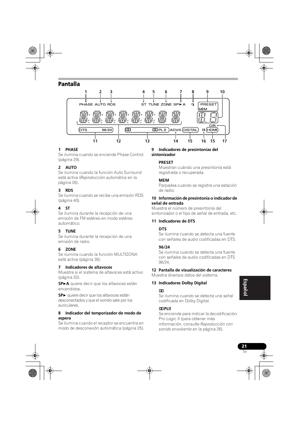 Pantalla | Pioneer VSX-519V-K User Manual | Page 159 / 188
