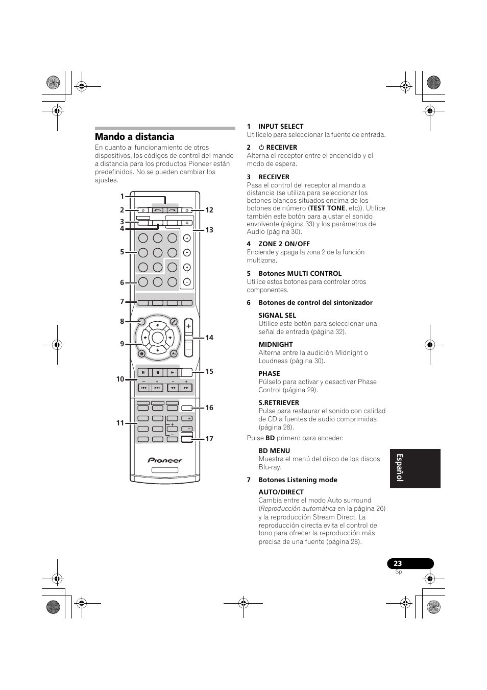 Mando a distancia | Pioneer VSX-519V-K User Manual | Page 161 / 188