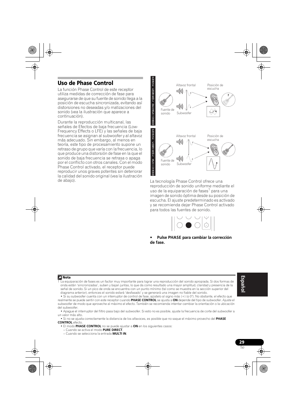 Uso de phase control | Pioneer VSX-519V-K User Manual | Page 167 / 188