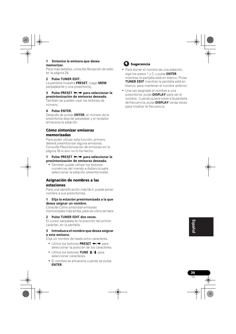 Cómo sintonizar emisoras memorizadas, Asignación de nombres a las estaciones | Pioneer VSX-519V-K User Manual | Page 177 / 188
