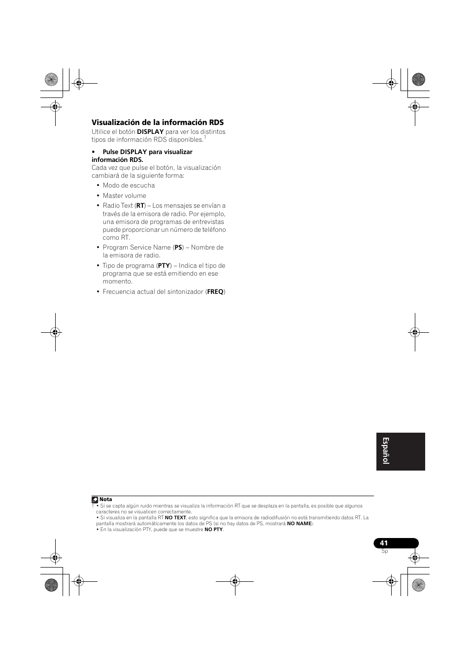Visualización de la información rds | Pioneer VSX-519V-K User Manual | Page 179 / 188