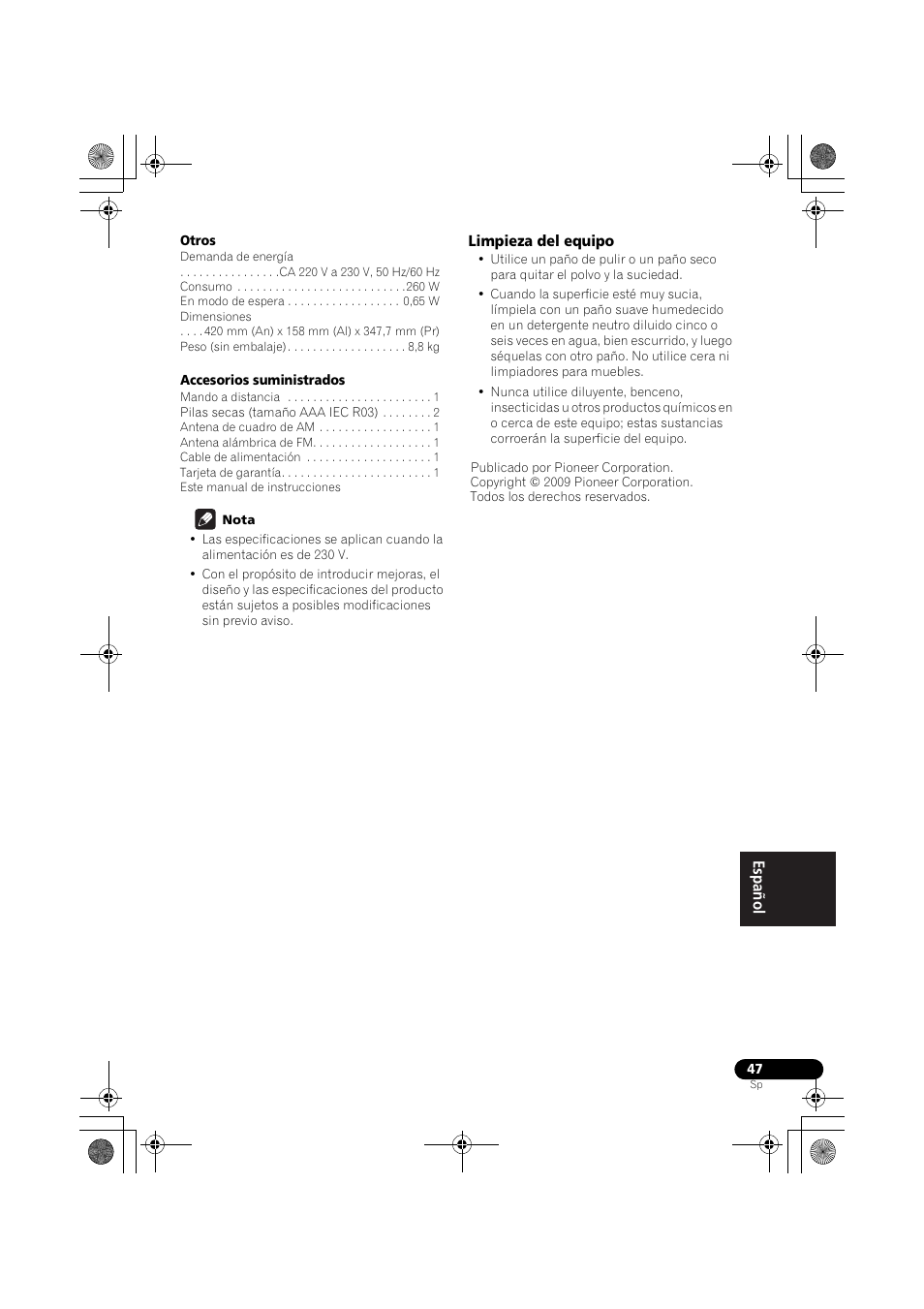 Limpieza del equipo | Pioneer VSX-519V-K User Manual | Page 185 / 188