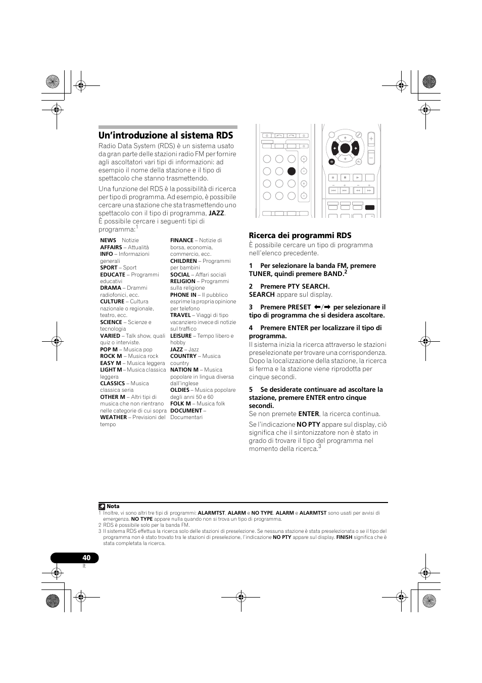 Un’introduzione al sistema rds, Ricerca dei programmi rds | Pioneer VSX-519V-K User Manual | Page 40 / 188