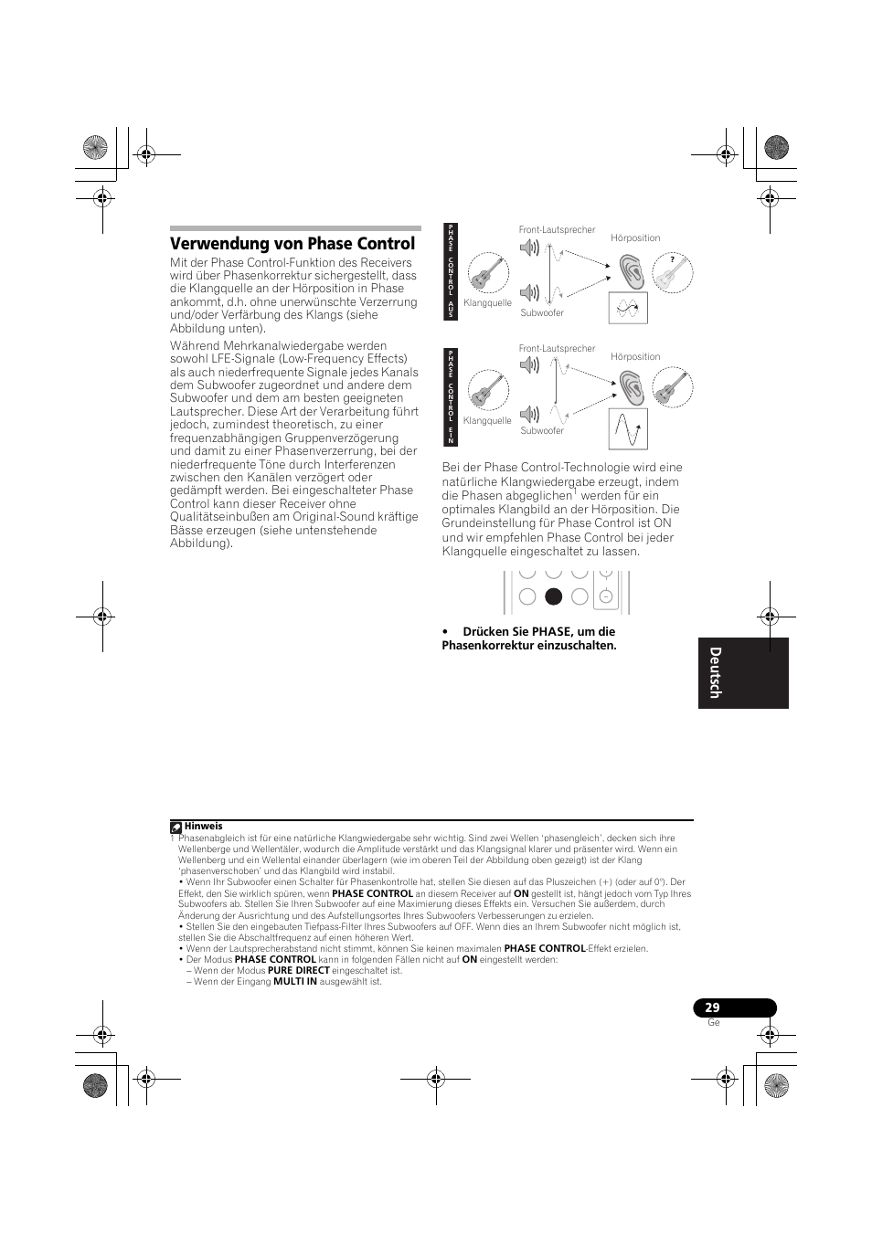 Verwendung von phase control, Seite 29) | Pioneer VSX-519V-K User Manual | Page 75 / 188