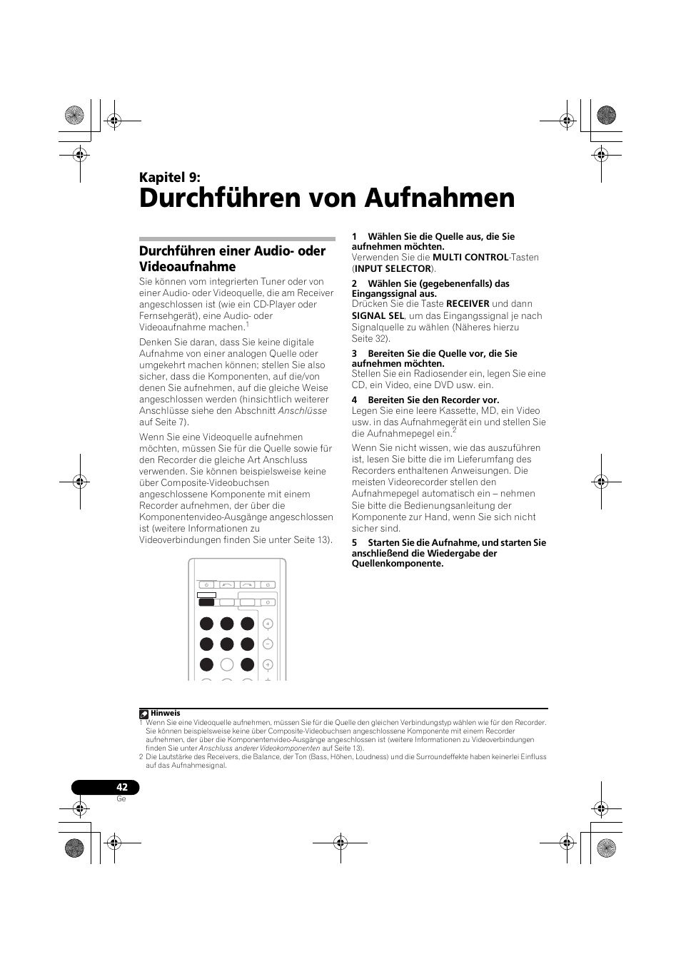 Durchführen von aufnahmen, Durchführen einer audio- oder videoaufnahme, Durchführen einer audio- oder | Videoaufnahme, Kapitel 9 | Pioneer VSX-519V-K User Manual | Page 88 / 188