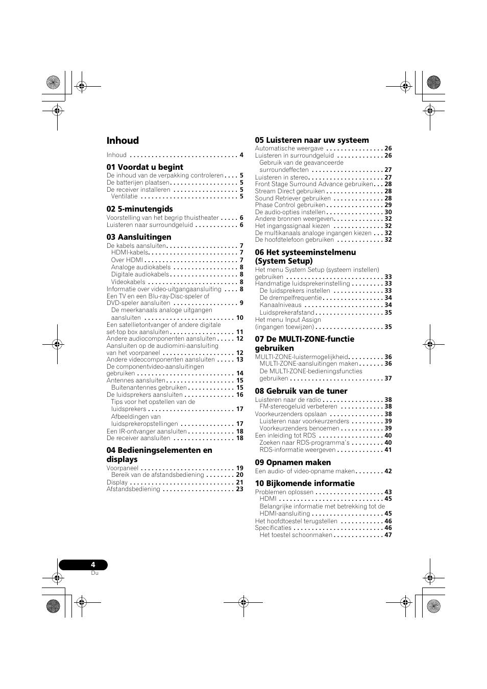 Inhoud | Pioneer VSX-519V-K User Manual | Page 96 / 188