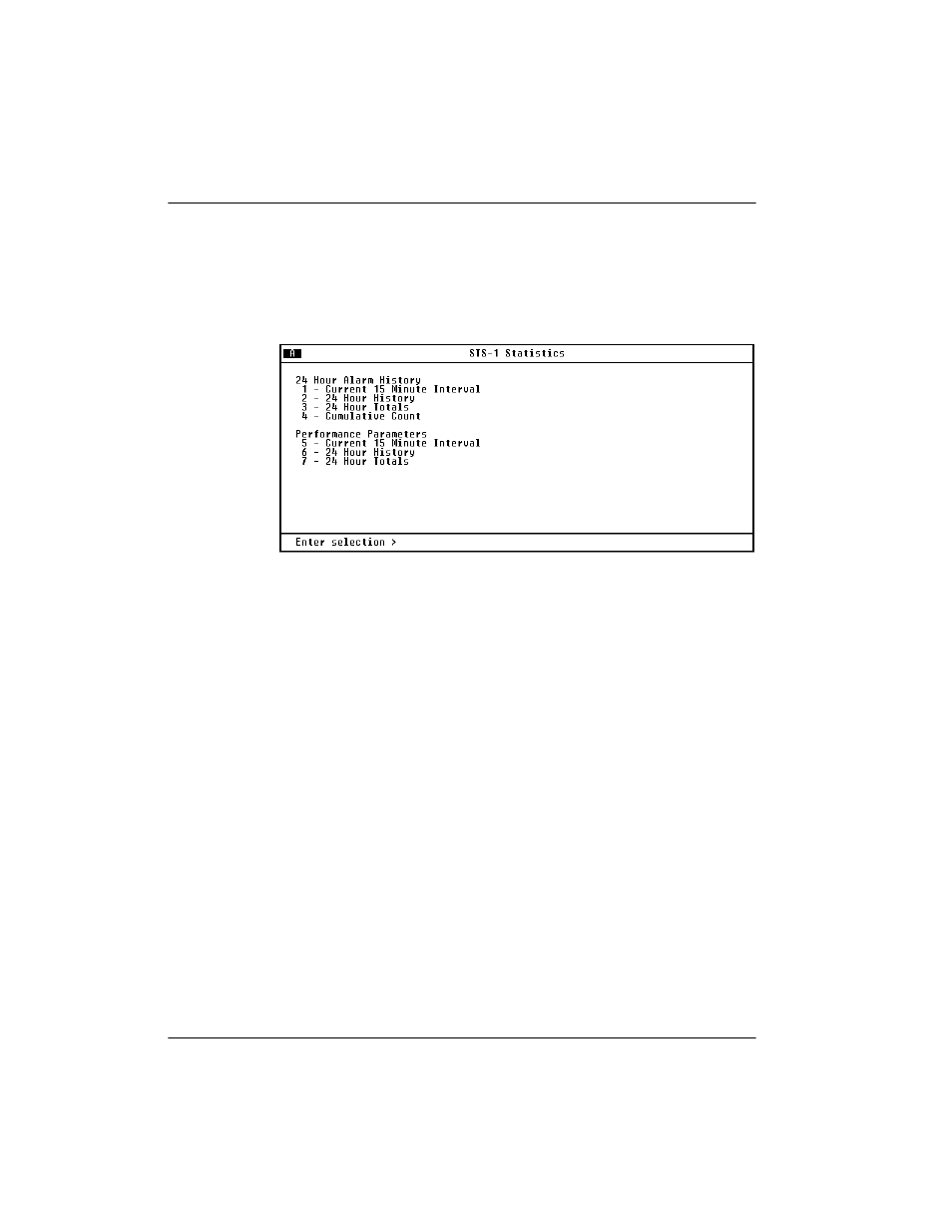 Sts-1 statistics, Sts-1 statistics -2, 24 hour alarm history -2 | Figure 5-2, Local sts-1 statistics menu -2, 24 hour alarm history | ADTRAN 4200659L1 User Manual | Page 104 / 192