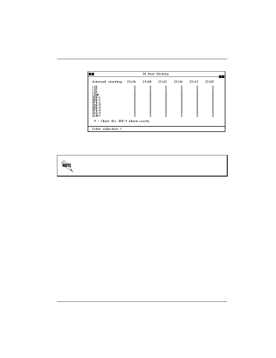 Figure 5-4, Local sts-1 24-hour alarm history screen -5 | ADTRAN 4200659L1 User Manual | Page 107 / 192