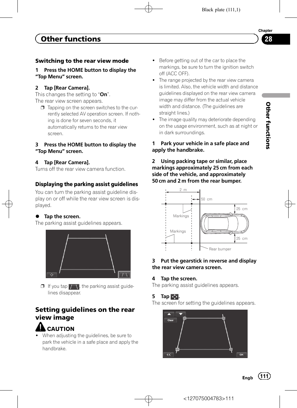 Setting guidelines on the rear view, Image, Other functions | Setting guidelines on the rear view image | Pioneer AVIC-F550BT User Manual | Page 111 / 136