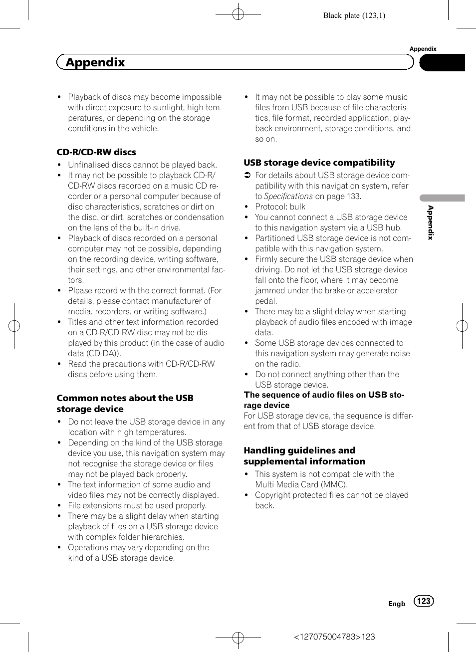 Appendix | Pioneer AVIC-F550BT User Manual | Page 123 / 136