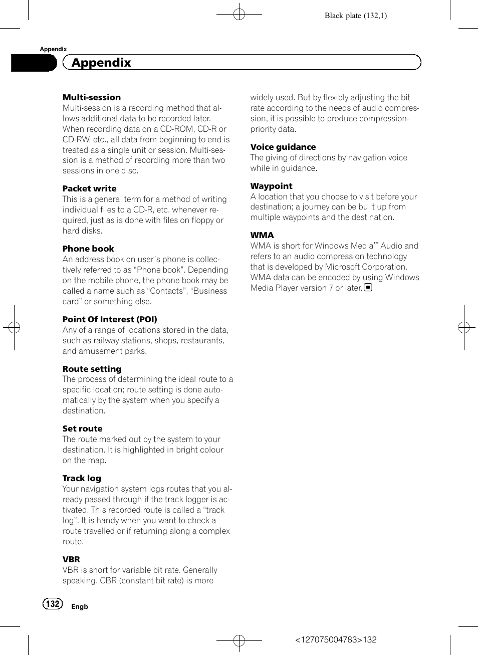 Appendix | Pioneer AVIC-F550BT User Manual | Page 132 / 136