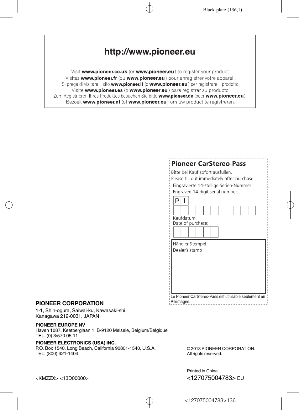 Pioneer AVIC-F550BT User Manual | Page 136 / 136