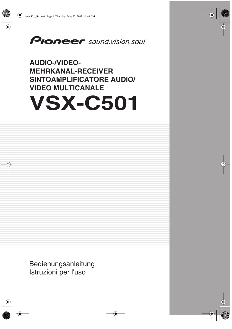 Pioneer VSX-C501-S User Manual | 108 pages