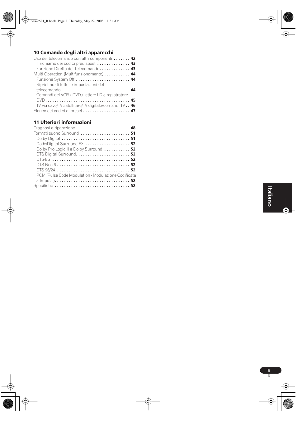 Italiano | Pioneer VSX-C501-S User Manual | Page 57 / 108