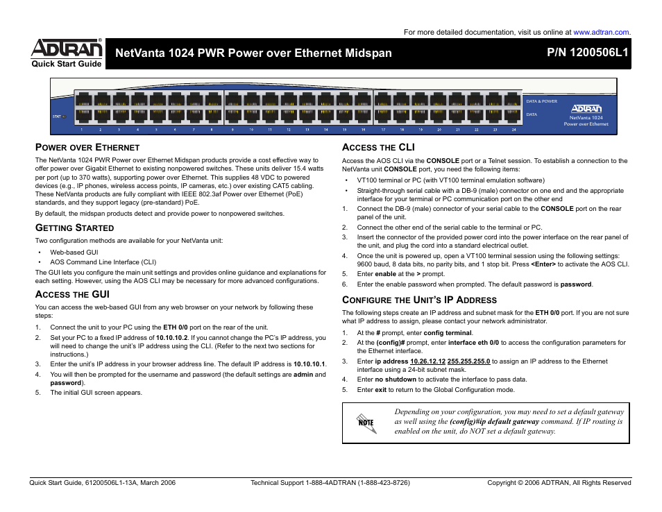 ADTRAN NetVanta 1024 User Manual | 2 pages