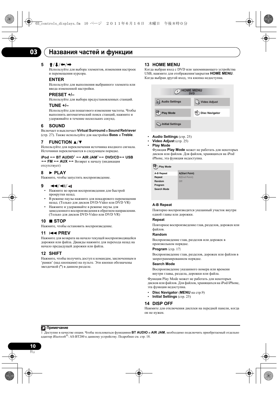 Названия частей и функции 03 | Pioneer X-SMC1-K User Manual | Page 124 / 156