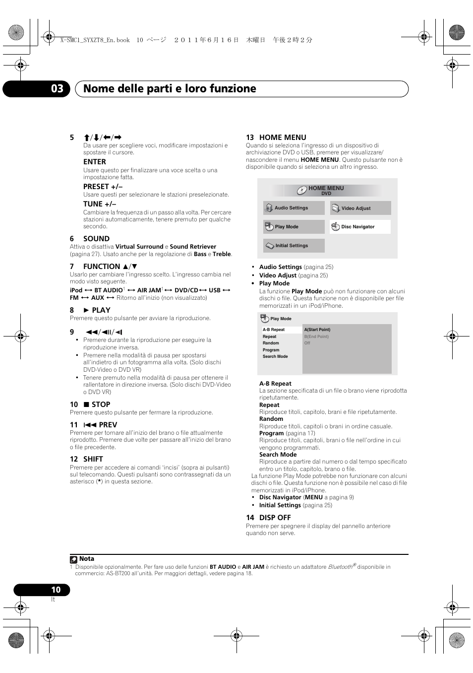 Nome delle parti e loro funzione 03 | Pioneer X-SMC1-K User Manual | Page 48 / 156