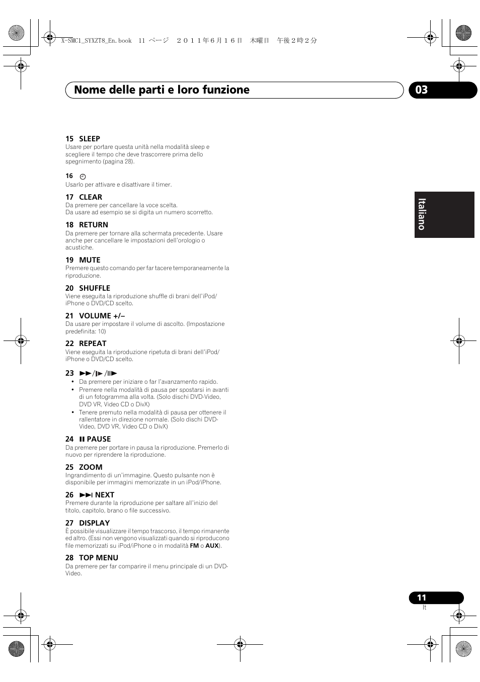 Nome delle parti e loro funzione 03, Deutsch italiano nederlands pyccкий | Pioneer X-SMC1-K User Manual | Page 49 / 156