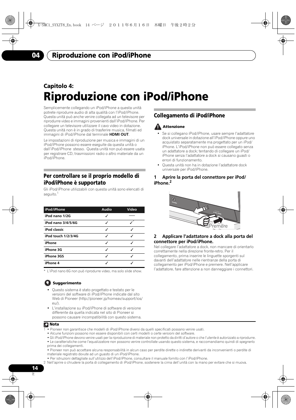 Riproduzione con ipod/iphone, Riproduzione con ipod/iphone 04, Capitolo 4 | Collegamento di ipod/iphone | Pioneer X-SMC1-K User Manual | Page 52 / 156