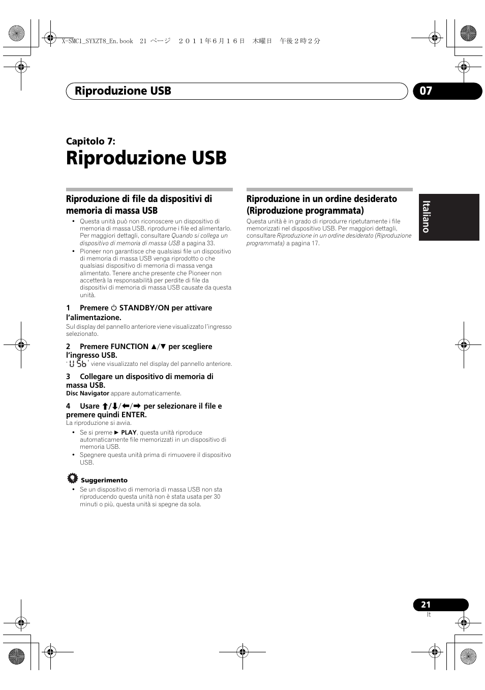 Riproduzione usb, Riproduzione usb 07, Deutsch italiano nederlands pyccкий | Capitolo 7 | Pioneer X-SMC1-K User Manual | Page 59 / 156