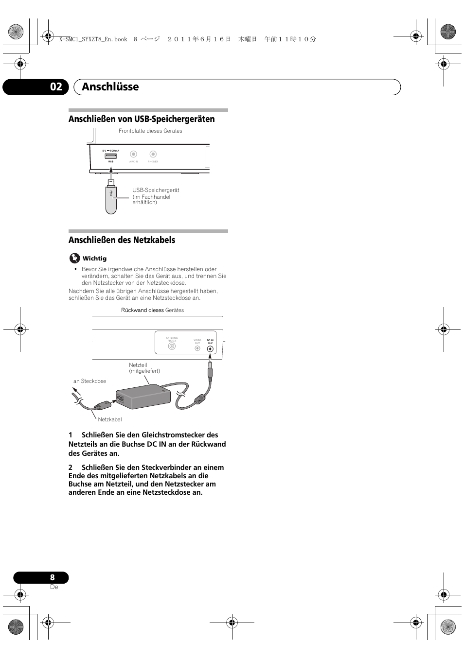 Anschlüsse 02 | Pioneer X-SMC1-K User Manual | Page 8 / 156