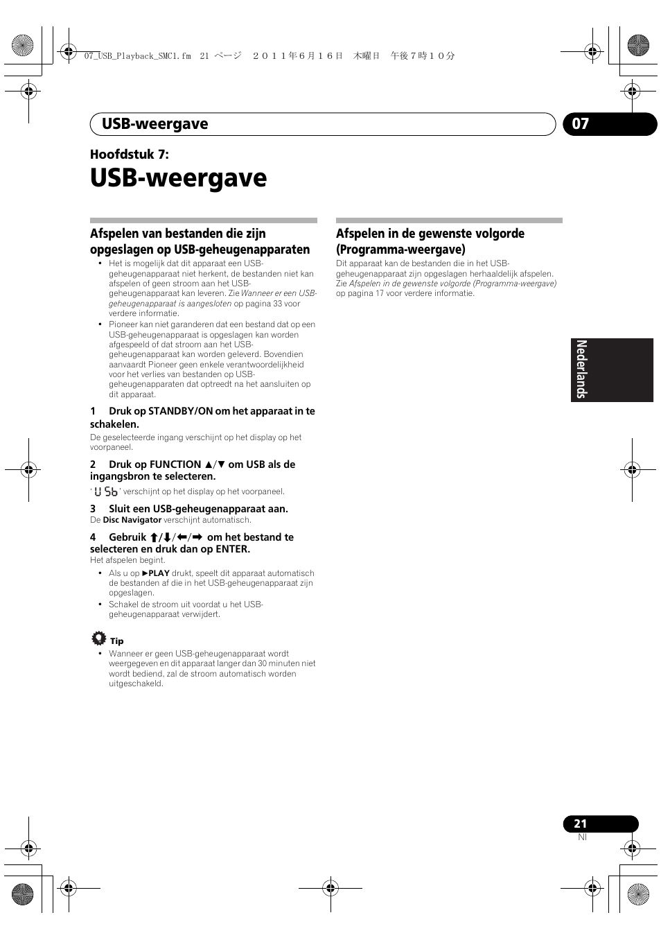 Usb-weergave, Usb-weergave 07, Deutsch italiano nederlands pyccкий | Hoofdstuk 7 | Pioneer X-SMC1-K User Manual | Page 97 / 156