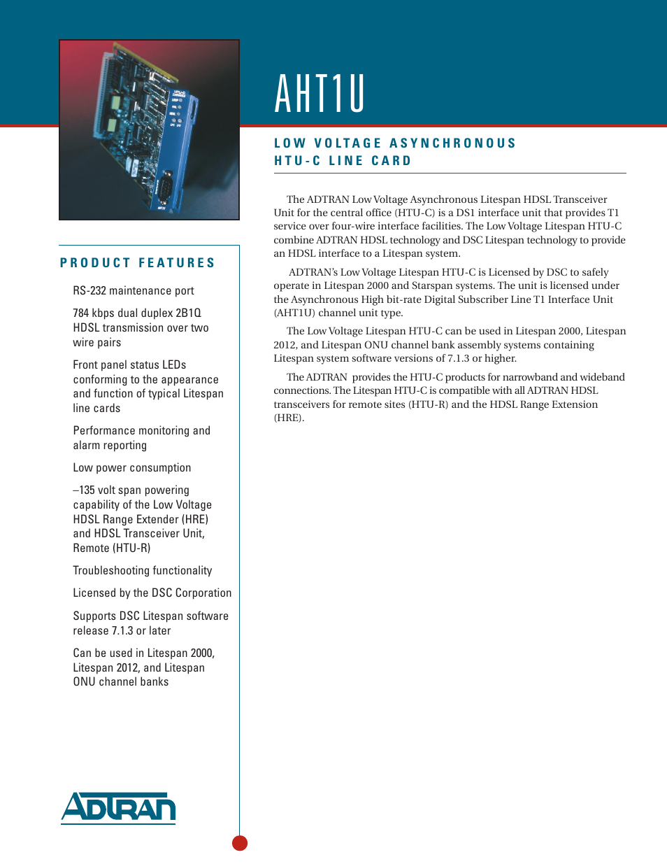 ADTRAN AHT1U User Manual | 2 pages