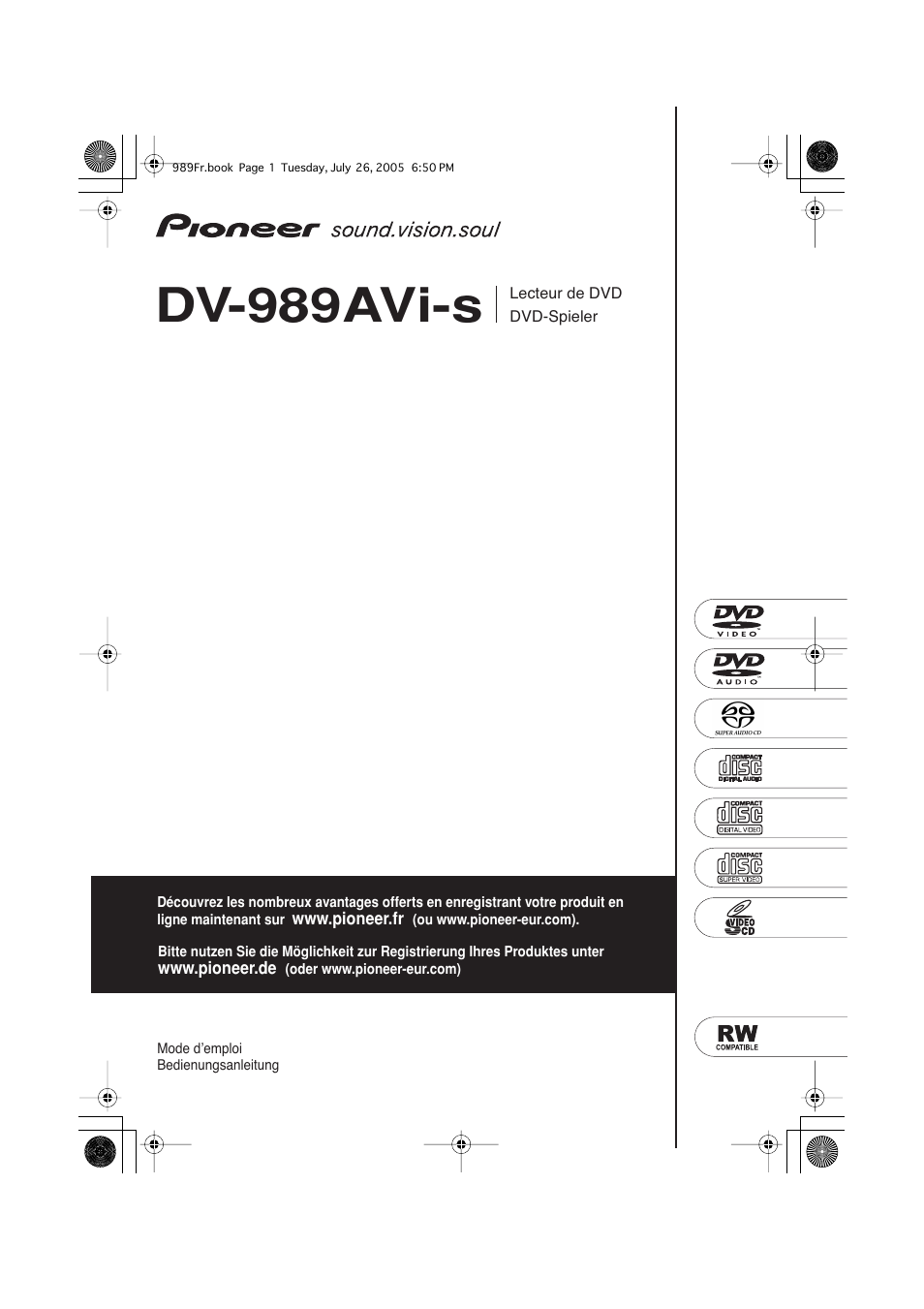 Pioneer DV-989AVi-S User Manual | 204 pages