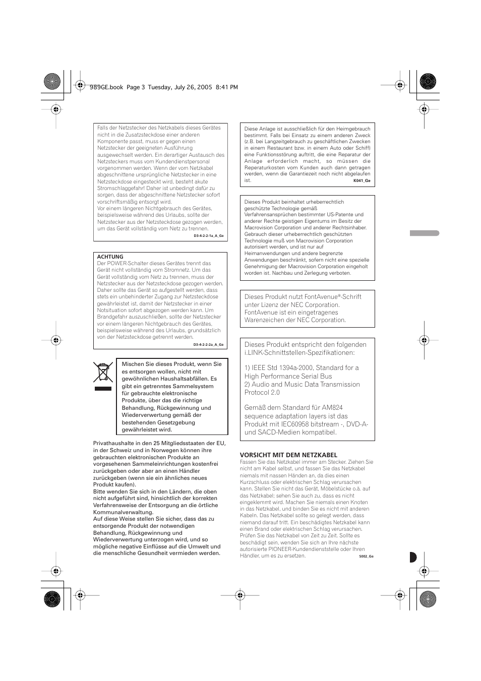 Deutsch | Pioneer DV-989AVi-S User Manual | Page 103 / 204