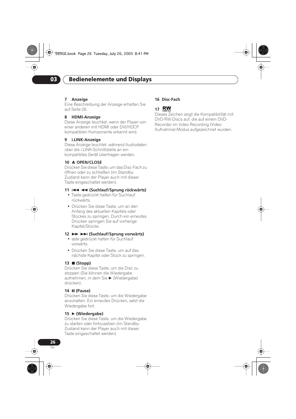 Bedienelemente und displays 03 | Pioneer DV-989AVi-S User Manual | Page 126 / 204